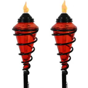 Sunnydaze Adjustable Height Metal Swirl Glass Outdoor Lawn Patio Torch