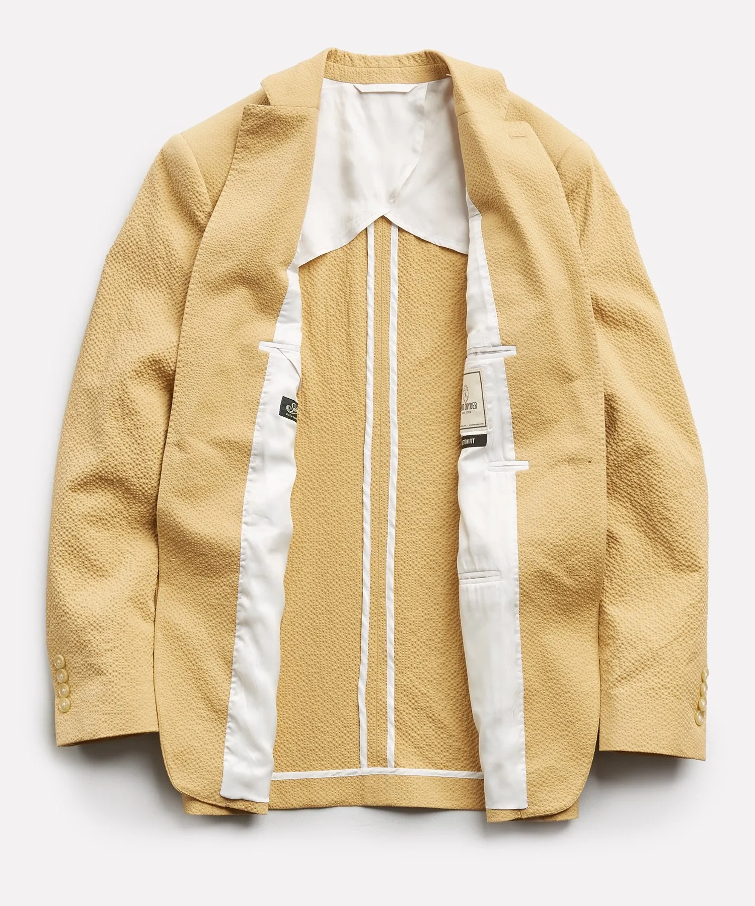 Sutton Seersucker Suit Jacket in Mustard