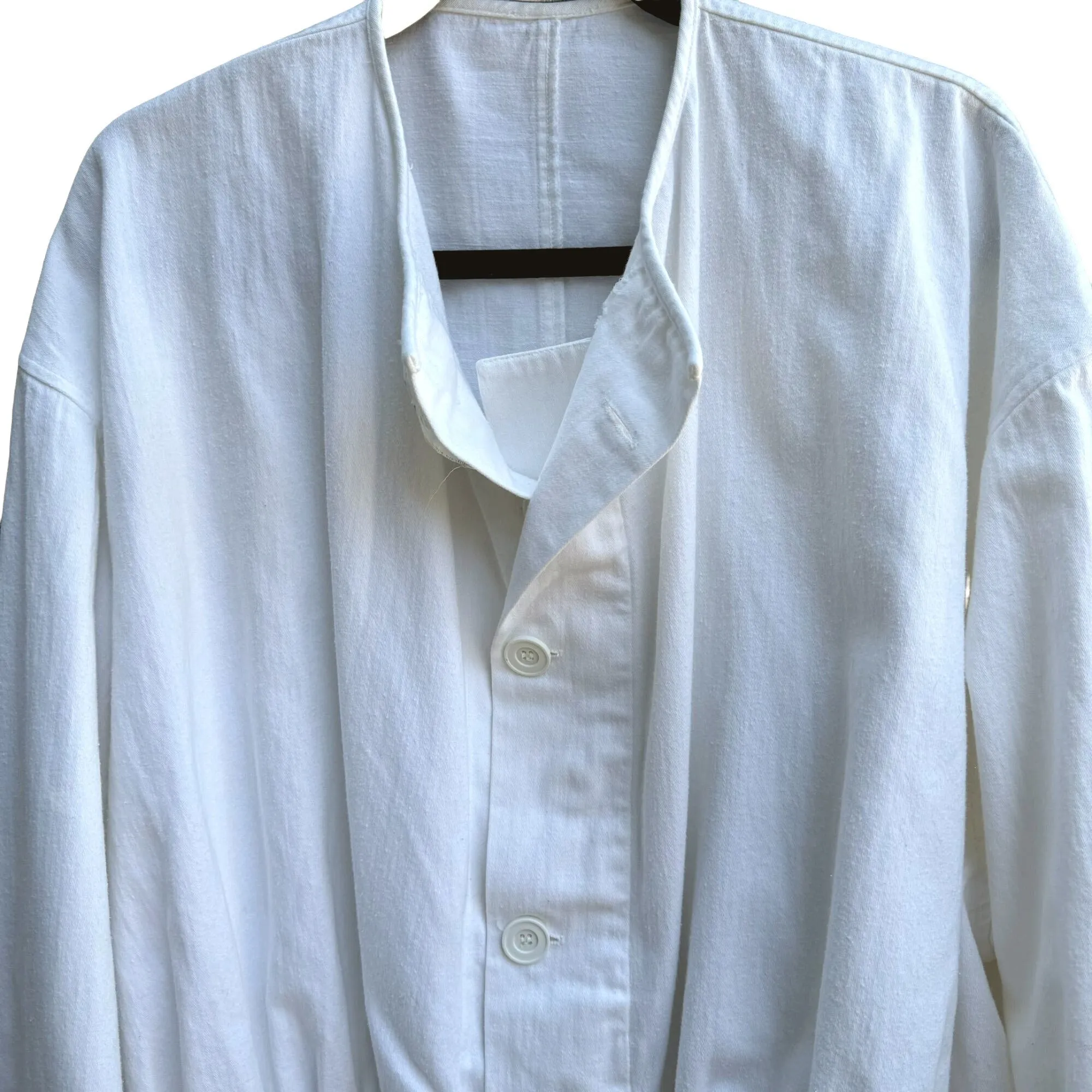 Tarzana Vintage 80s 90s White Button-Up Retro Oversized Drawstring Waist Jacket