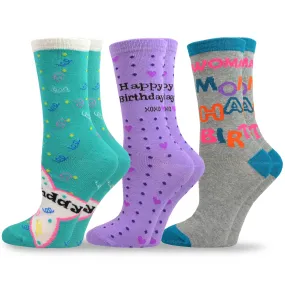 TeeHee Socks Women's Birthday Cotton Crew 3-Pack (11999)