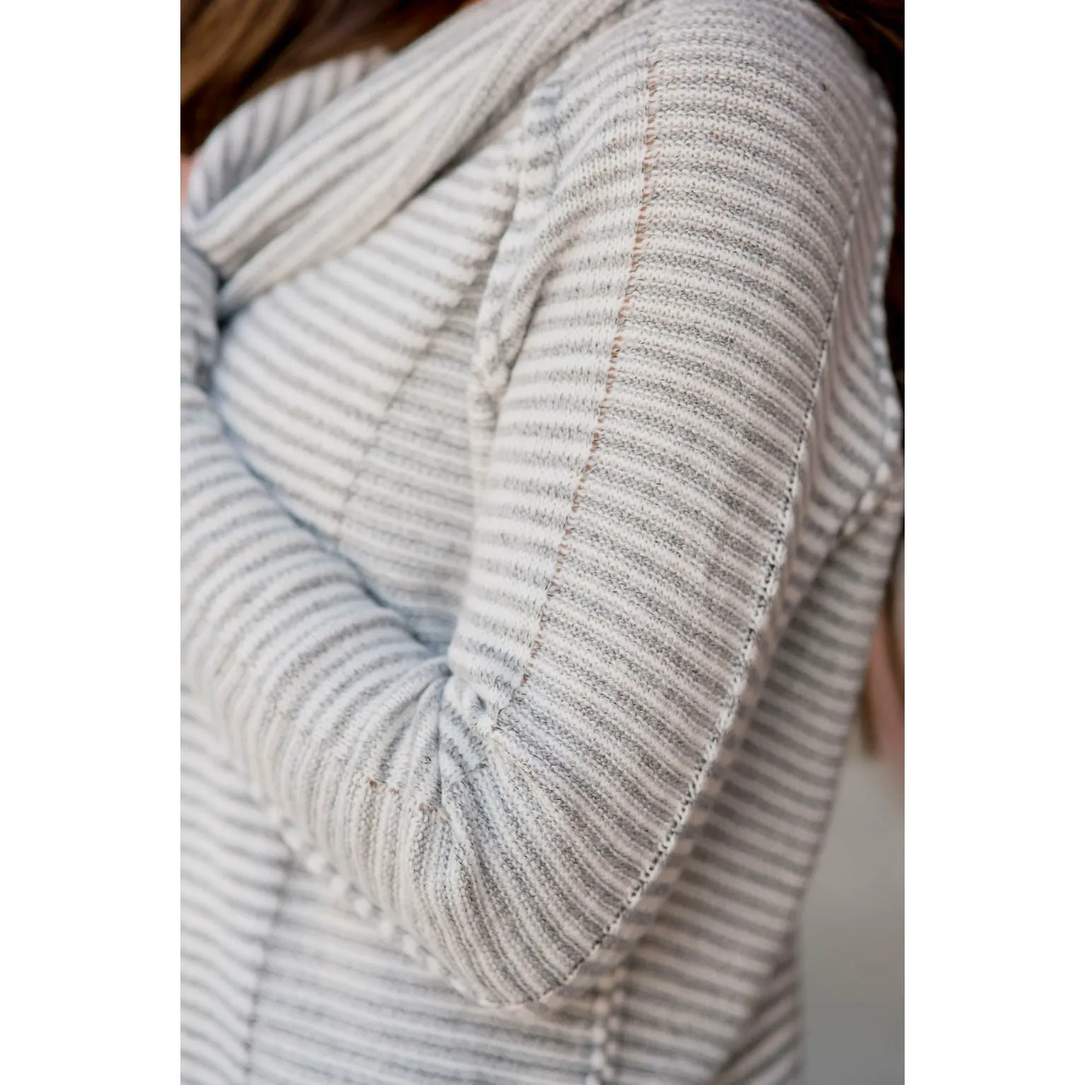 Texture Stripe Cowl Neck