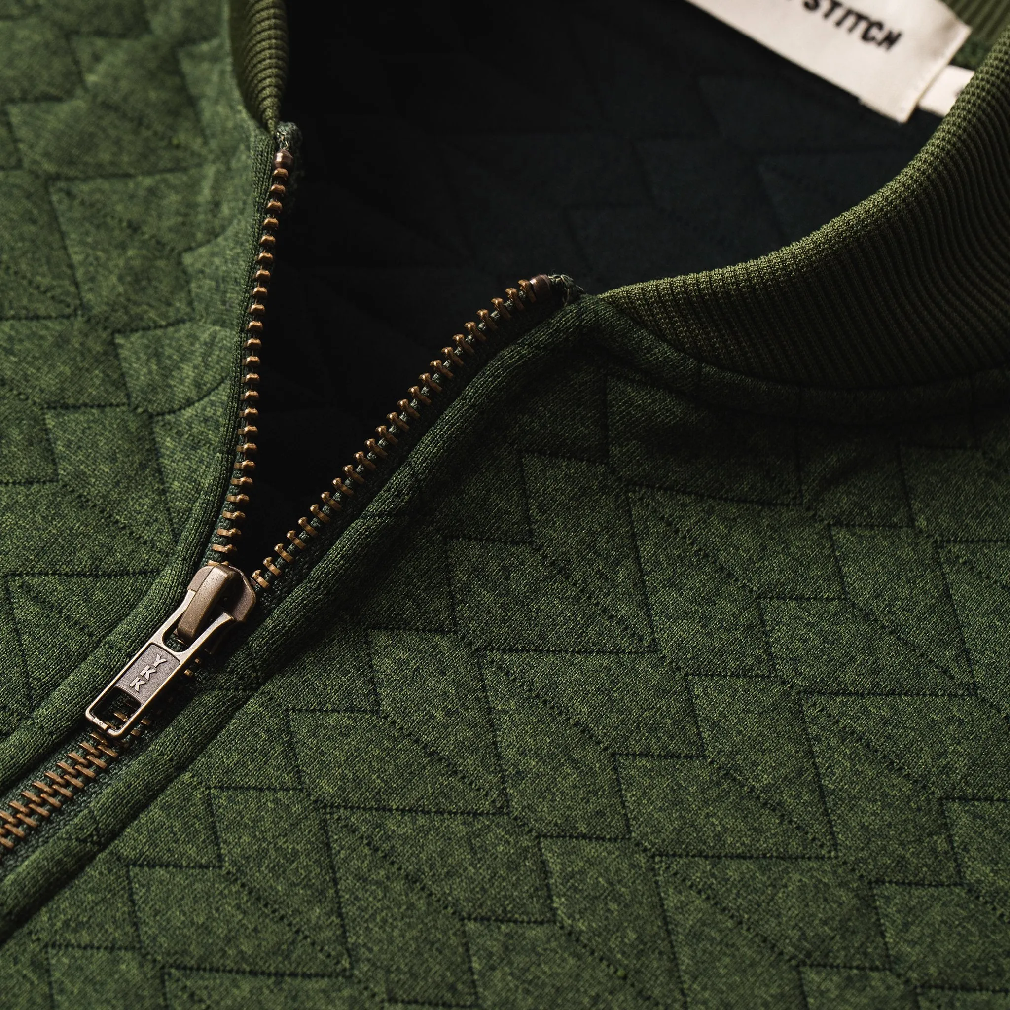 The Inverness Bomber in Olive Knit Quilt