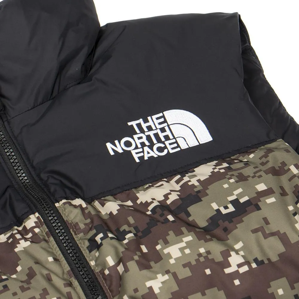 The North Face 1996 Retro Nuptse Vest / Burnt Olive Green Digi Camo