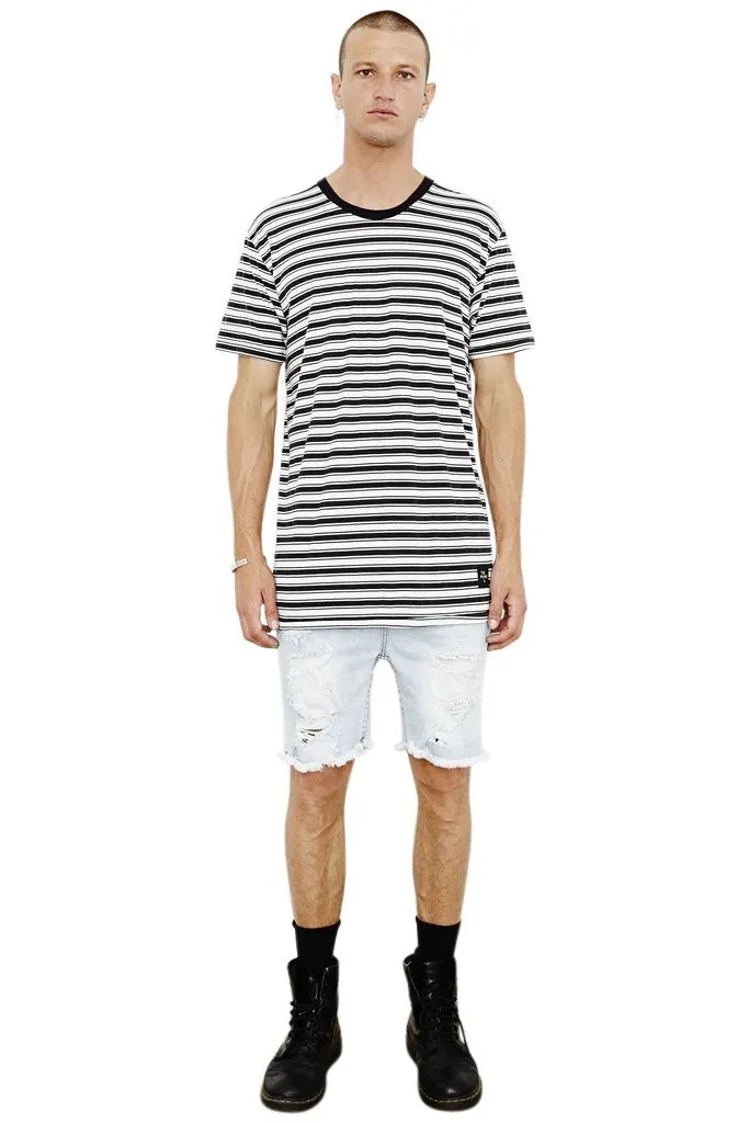 The People Vs MENS 1CM STRIPE TEE BLACK & WHITE