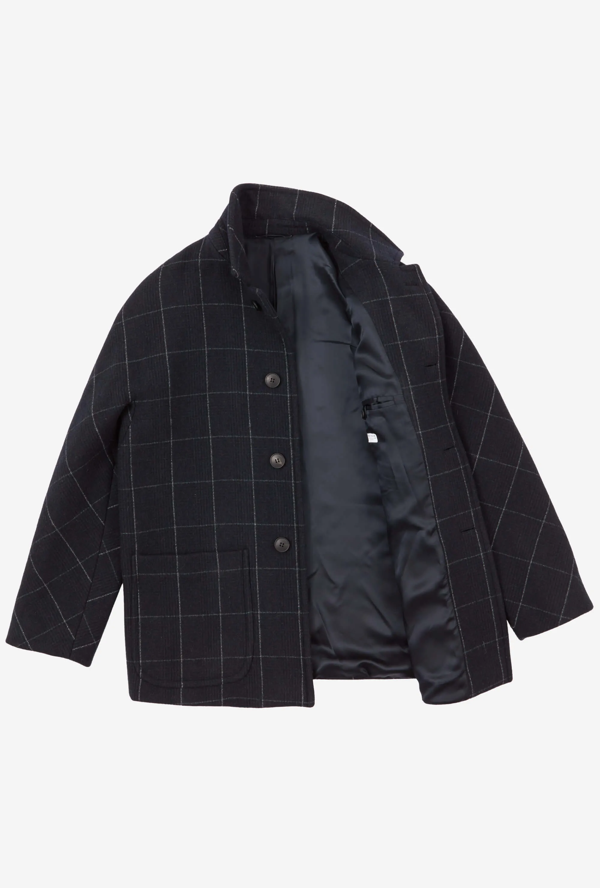 Three Bucket Pocket Jacket Navy Grey Overcheck