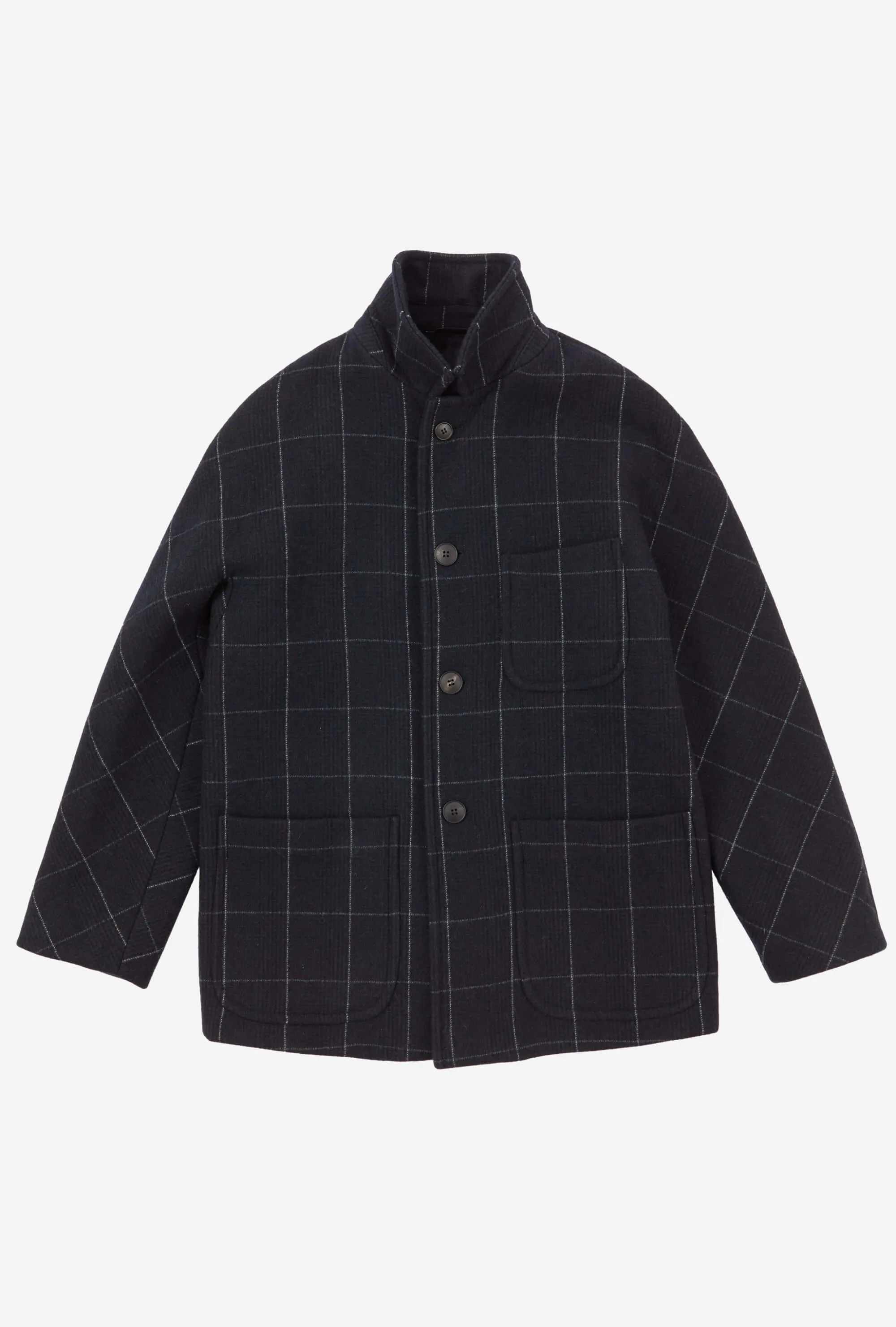 Three Bucket Pocket Jacket Navy Grey Overcheck