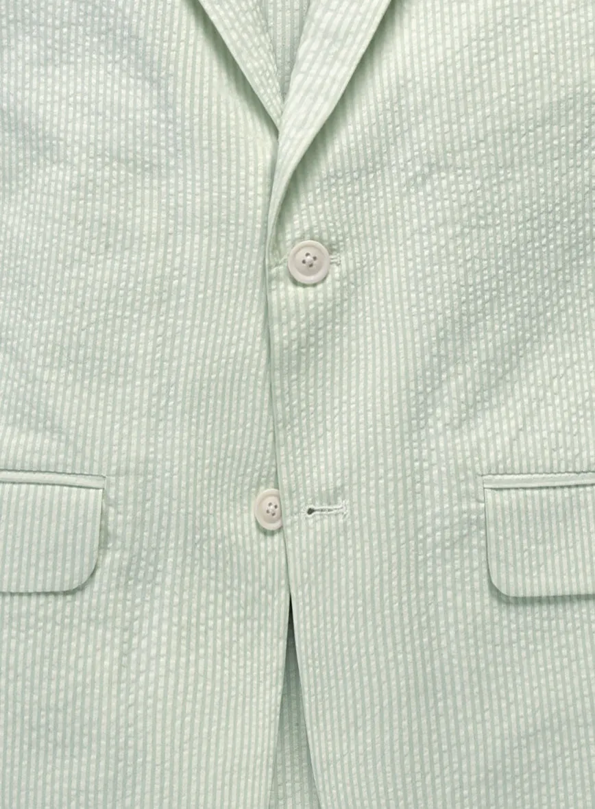 Unstructured Seersucker Light Green Blazer