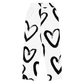 Valentines Day Wide Leg Joggers - Love Hearts (Glamourange Valentine Day Gifts Wide Leg Joggers - Design 009)