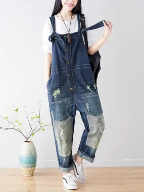 Vintage-Inspired Denim Overalls Dungarees for Women