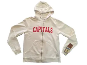 Washington Capitals Retro Brand Off-White Full Zip Up Waffle Hooded Jacket