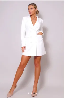 White Double breasted blazer dress