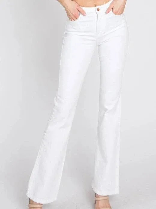 White Frayed Hem Wide Ankle Jeans