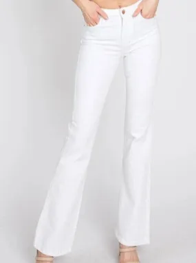 White Frayed Hem Wide Ankle Jeans