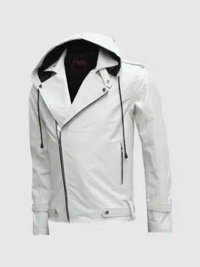 White Hooded Leather Jacket