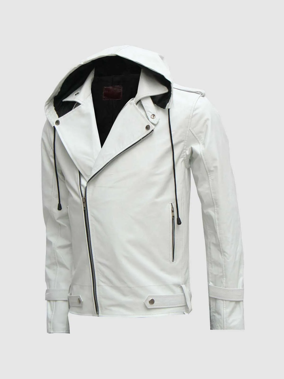 White Hooded Leather Jacket