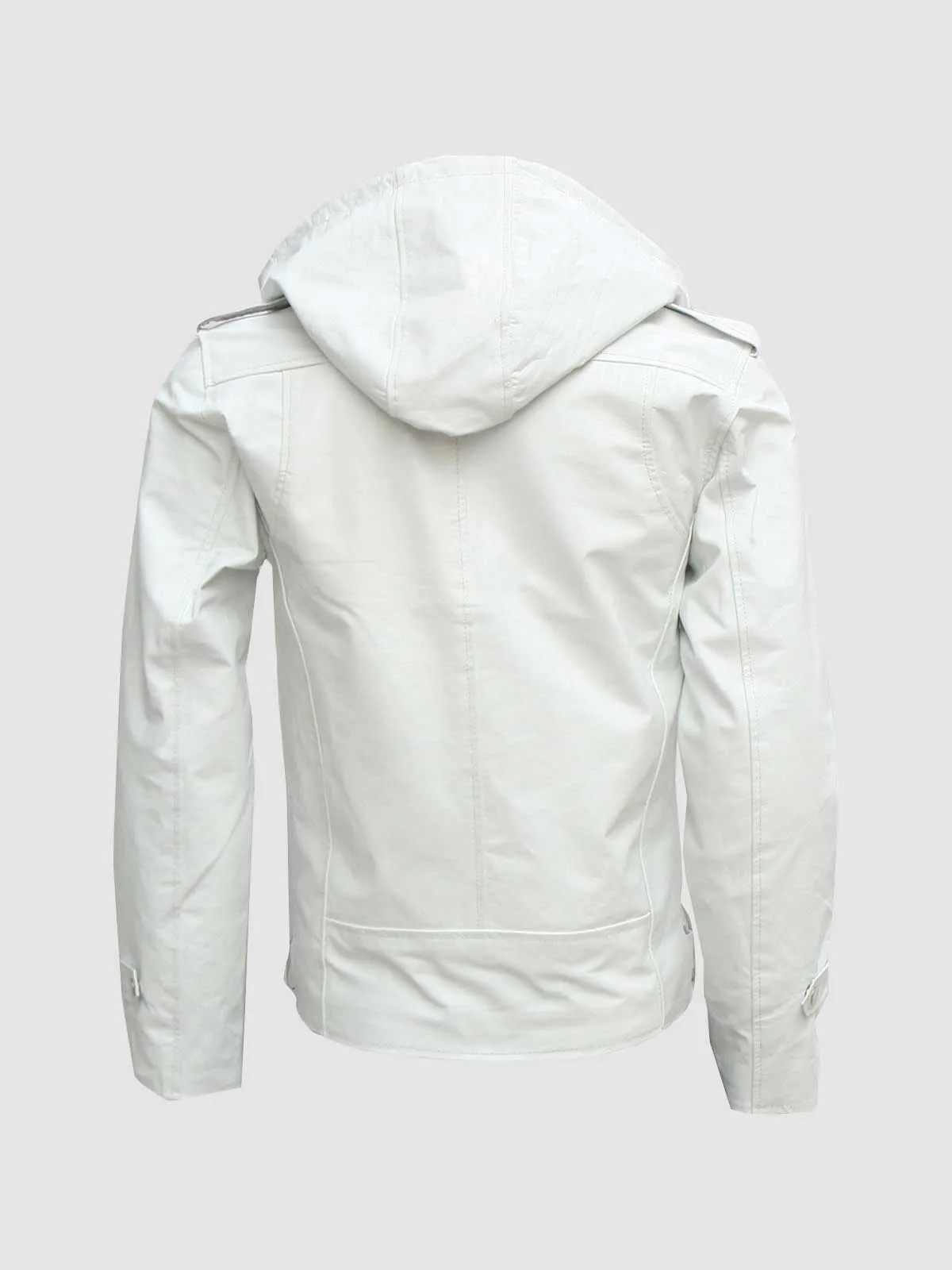 White Hooded Leather Jacket