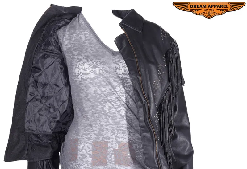 Women's Leather Jacket With Classic Collar