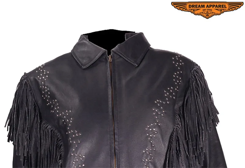 Women's Leather Jacket With Classic Collar