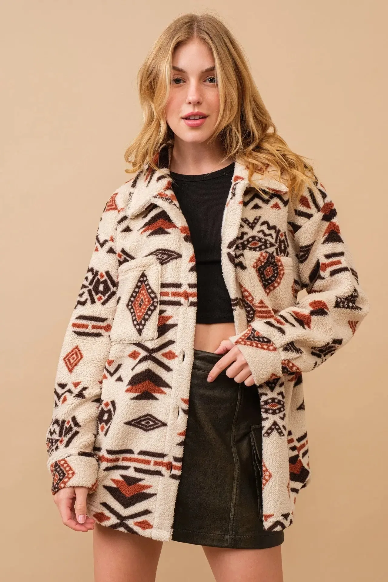 Women's Retro Plush Lapel Long-sleeved Jacket