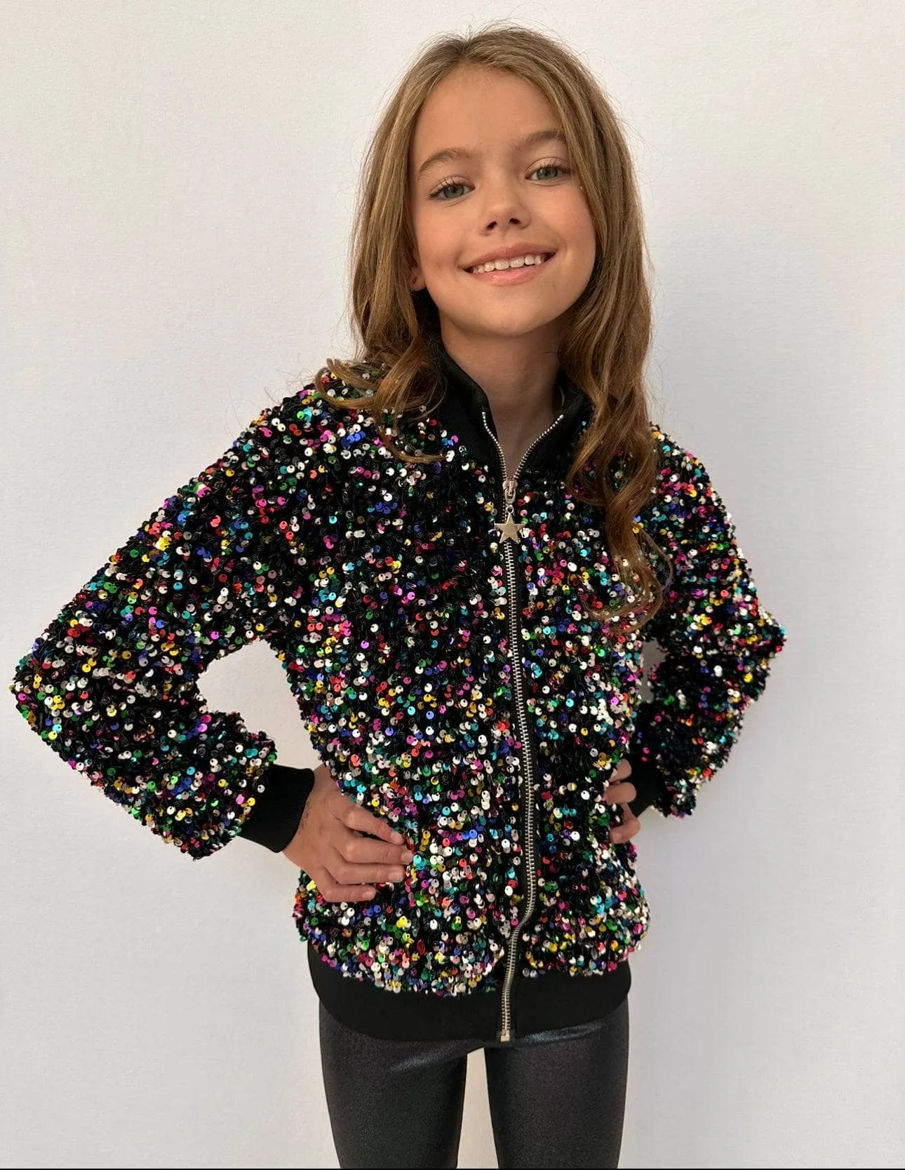 Women's Shimmering Stardust Sequin Bomber