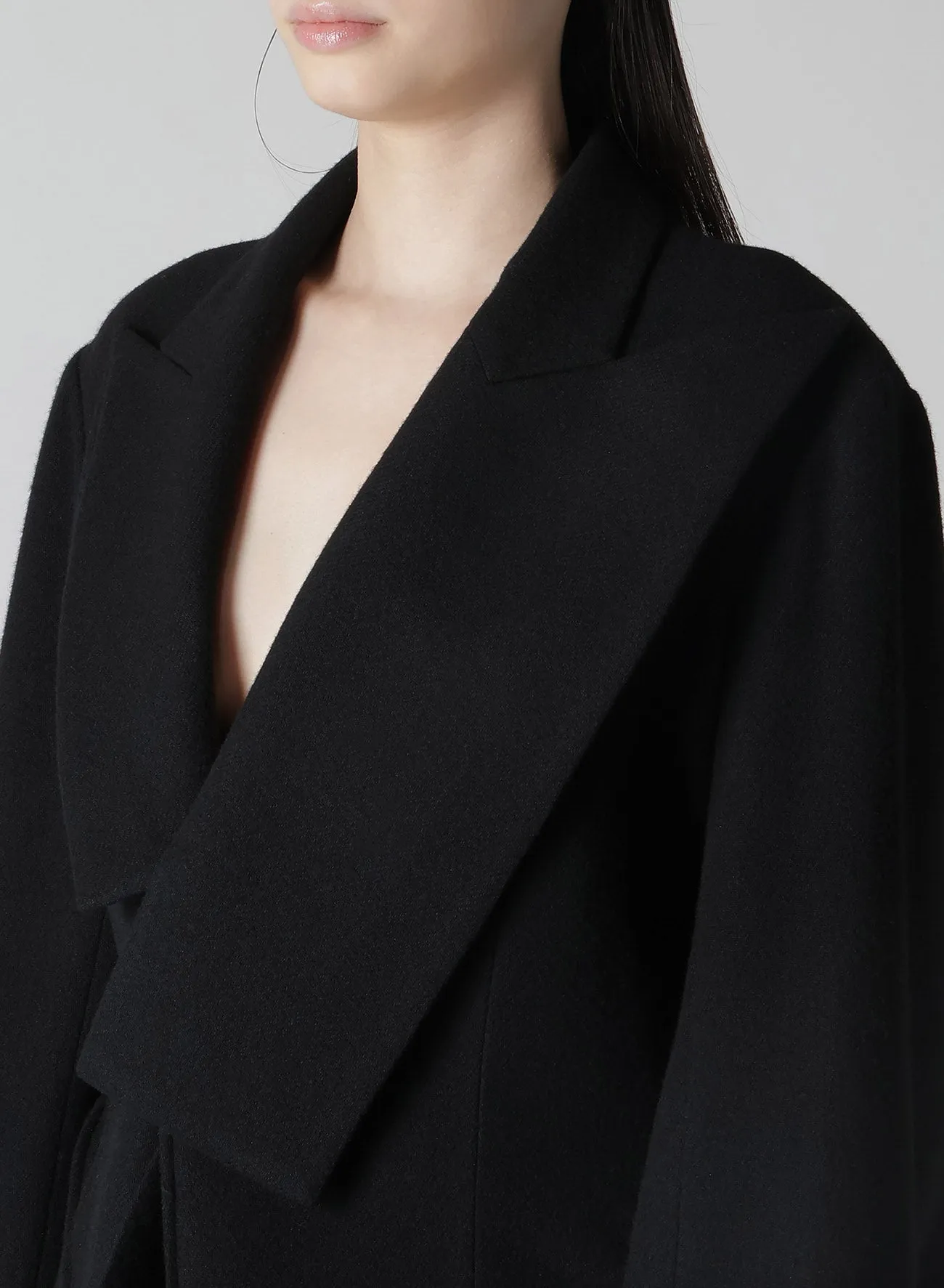 WOOL BLANKET BOX HEM PEAKED JACKET