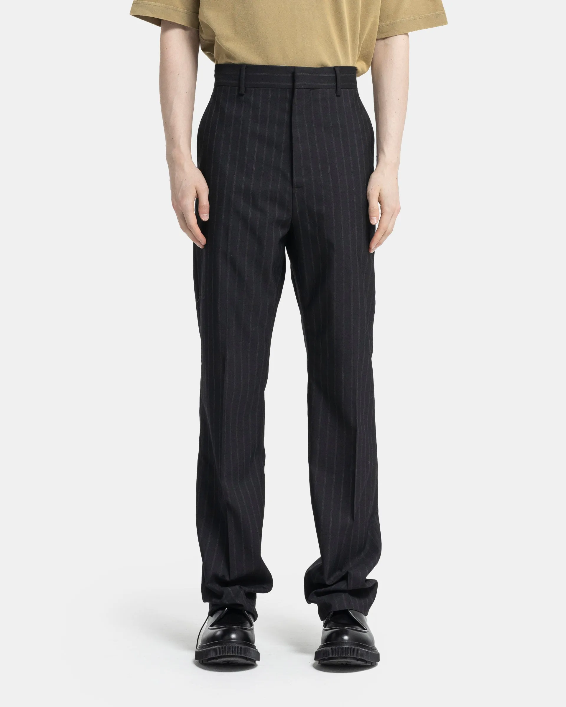 Wool Tailored Trousers in Black & Grey