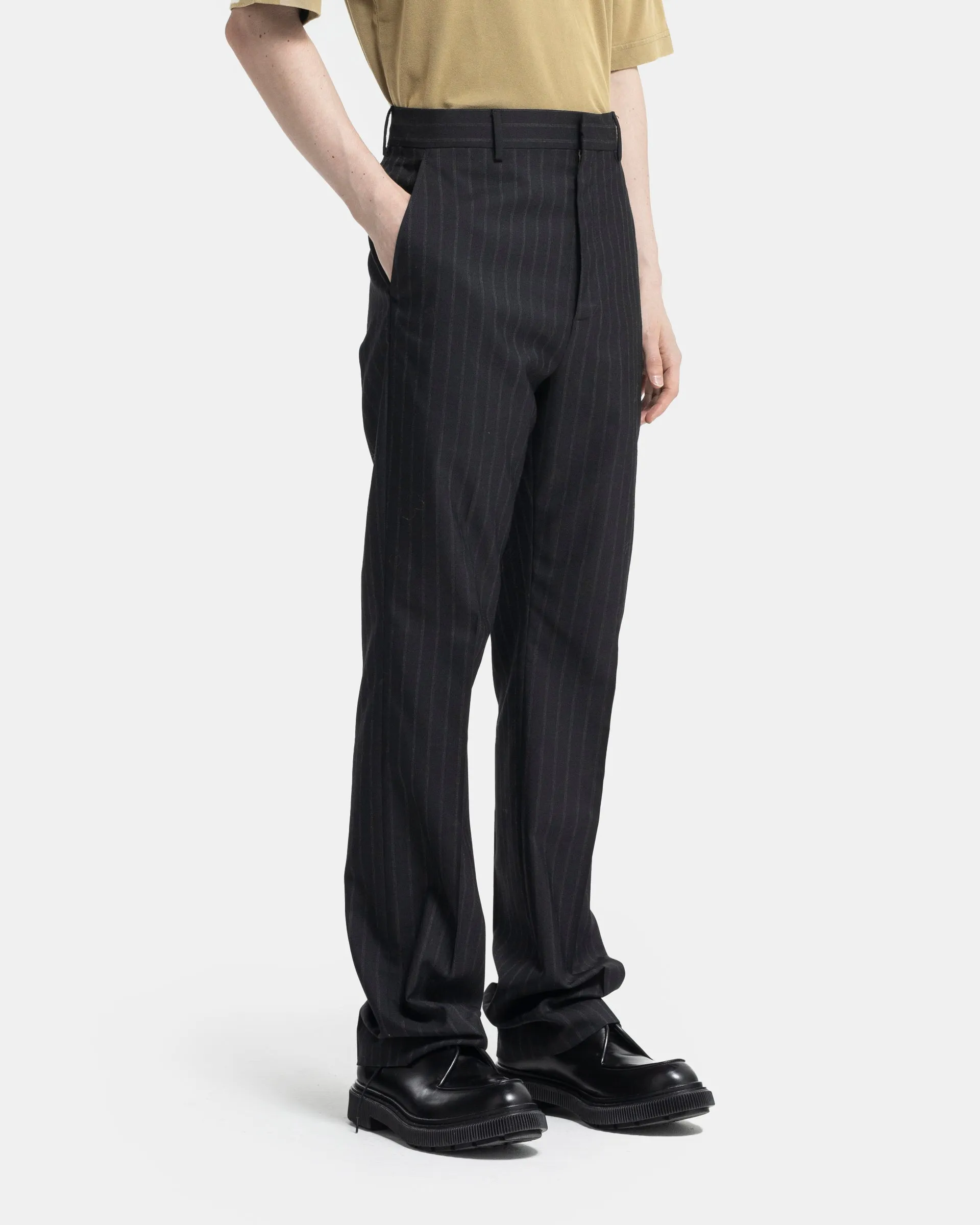 Wool Tailored Trousers in Black & Grey